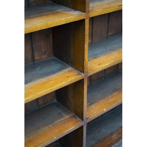 96 - OPEN BOOKCASE, 121cm H x 185cm W x 28cm D, Victorian mahogany with fixed shelves.