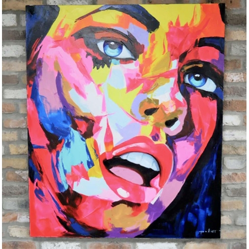 434 - CONTEMPORARY SCHOOL, Untitled Portrait, acrylic on canvas 120cm x 100cm.