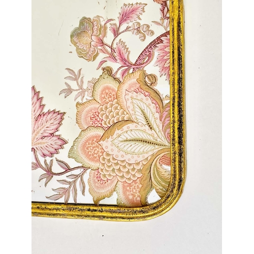 441 - WALL MIRRORS, a set of three, 1970s Italian style with floral detail, gilt metal, 64cm x 40cm.