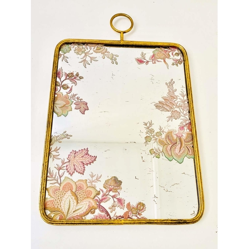 441 - WALL MIRRORS, a set of three, 1970s Italian style with floral detail, gilt metal, 64cm x 40cm.