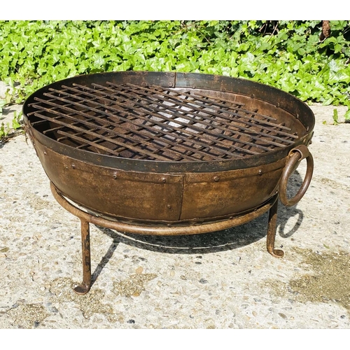 442 - INDIAN KADAI FIRE BOWL, on stand, 47cm x 64cm x 60cm.