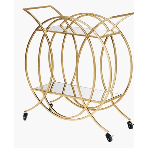 443 - COCKTAIL TROLLEY, 82cm x 72cm x 32cm, 1960s French style, gilt metal.