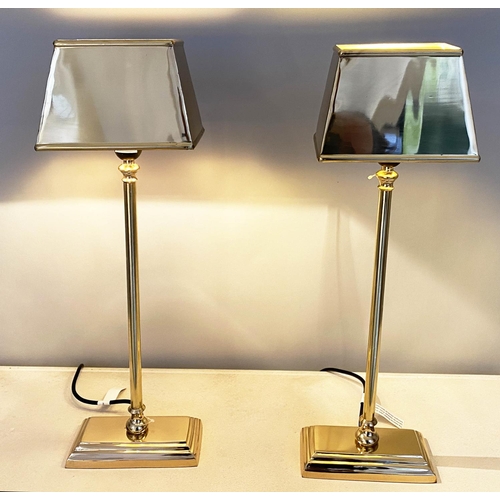 449 - LIBRARY TABLE LAMPS, a pair, gilt metal, 60cm x 18cm x 13cm.