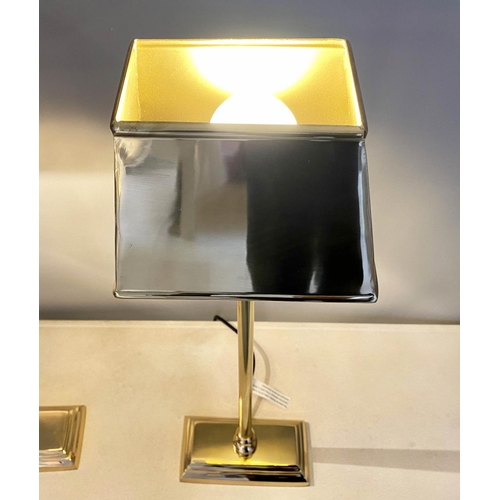 449 - LIBRARY TABLE LAMPS, a pair, gilt metal, 60cm x 18cm x 13cm.