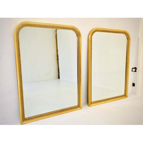 455 - WALL MIRRORS, a pair, Louis Philippe style, gilt frames, 110cm x 80cm. (2)