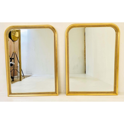 455 - WALL MIRRORS, a pair, Louis Philippe style, gilt frames, 110cm x 80cm. (2)