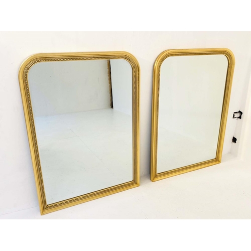 455 - WALL MIRRORS, a pair, Louis Philippe style, gilt frames, 110cm x 80cm. (2)