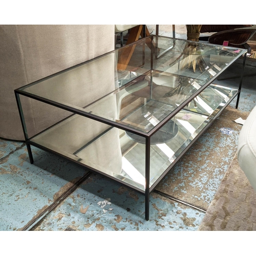 462 - LOW TABLE, 71cm x 120cm x 43cm H, mirrored undertier.