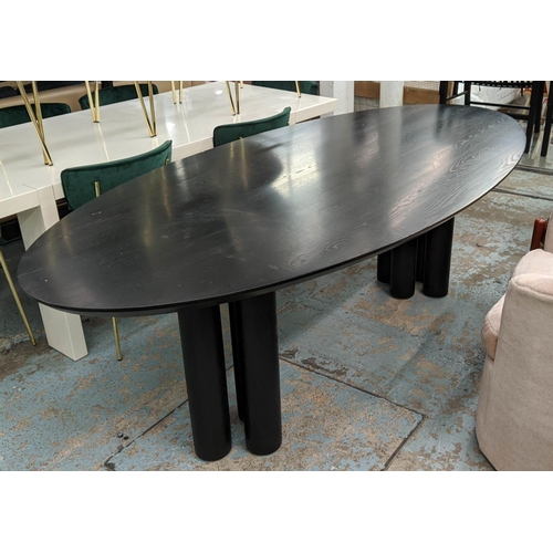 466 - NATHAN LINDERG DINING TABLE, 240cm L x 81cm, oval, ebonised oak.