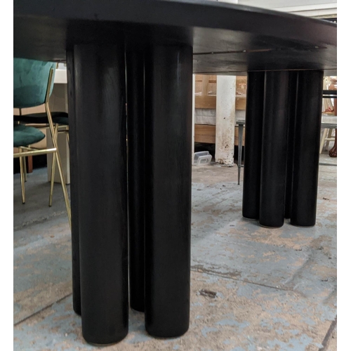 466 - NATHAN LINDERG DINING TABLE, 240cm L x 81cm, oval, ebonised oak.