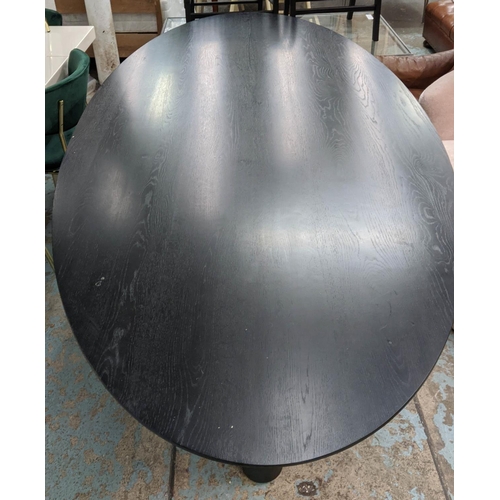 466 - NATHAN LINDERG DINING TABLE, 240cm L x 81cm, oval, ebonised oak.