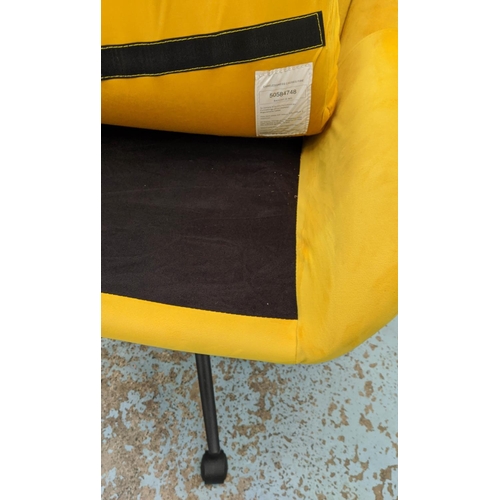 468 - DESK CHAIR, 107cm H at tallest, contemporary mustard velvet upholstered.