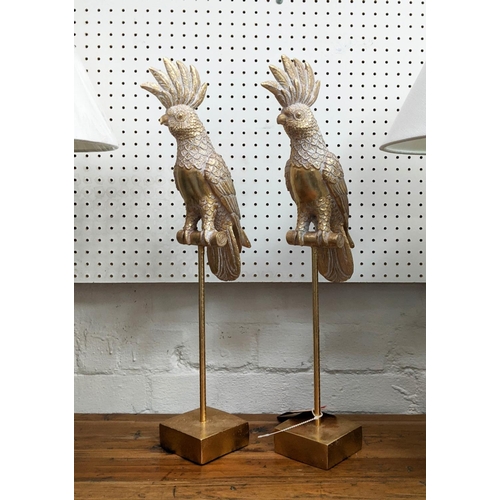 354 - SCULPTURAL BIRDS, two pair, 52cm H at tallest including two cockatoos and two eagles. (4)