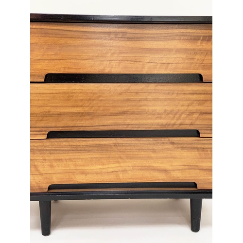 326 - STAG CHESTS, a pair, by John and Sylvia Reid, Afromonia teak and ebonised detail, each with three dr... 