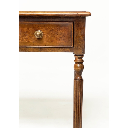 119 - HALL TABLE, George III design burr walnut and crossbanded with four short drawers, 125cm x 76cm h x ... 