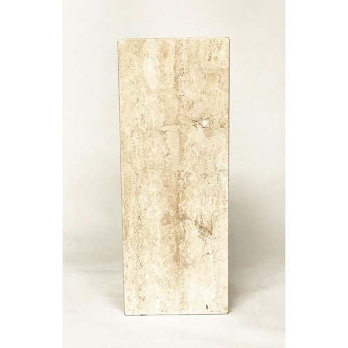 128 - PEDESTAL, 1970's Italian travertine marble, 35cm x 35cm x 90cm H.