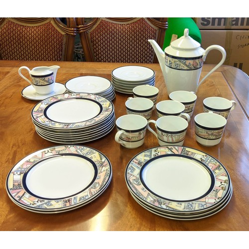 24 - HUTSCHENREUTHER GERMANY 'ATRIUM' PLATES, a set of eleven with eight coffee cups and saucers, cream j... 