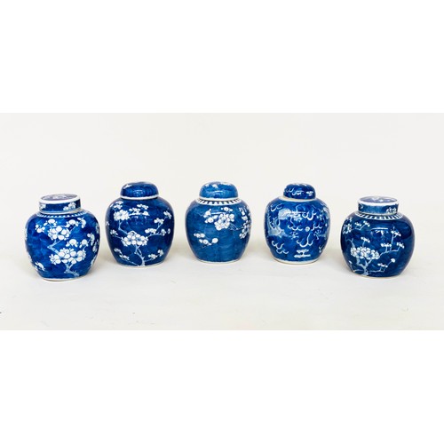 133 - GINGER JARS, six various Chinese early/mid 20th century blue and white ceramic, each lidded includin... 