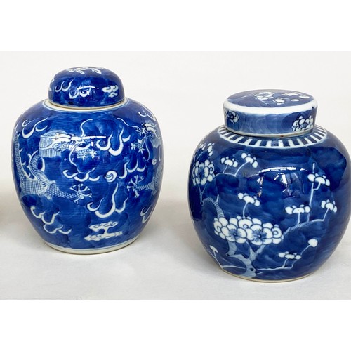 133 - GINGER JARS, six various Chinese early/mid 20th century blue and white ceramic, each lidded includin... 