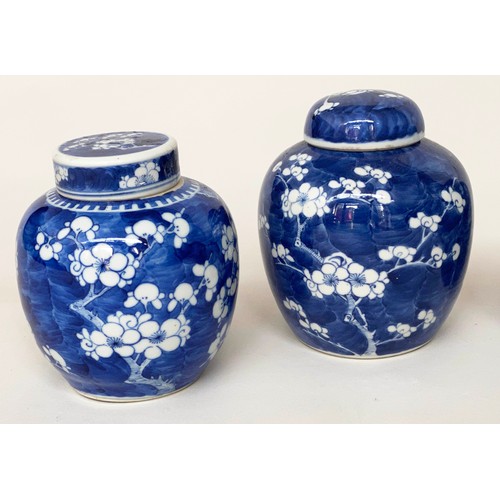 133 - GINGER JARS, six various Chinese early/mid 20th century blue and white ceramic, each lidded includin... 