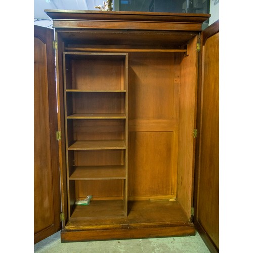 337 - WARDROBE, 139cm x 208cm h x 60cm, Victorian flame mahogany.