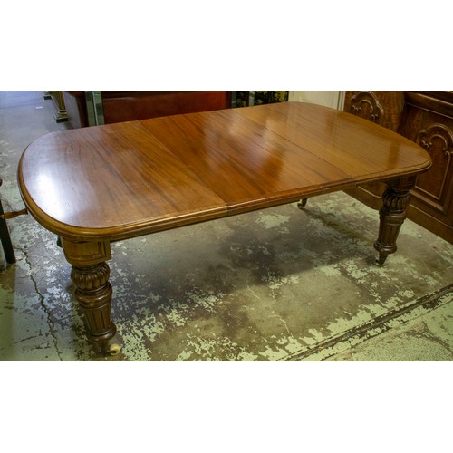 243 - DINING TABLE, 74cm H X 122cm W x 134cm L, 195cm extended, Victorian mahogany, circa 1870 with two le... 