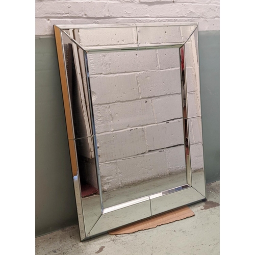 329 - WALL MIRROR, 108cm x 80cm, 1970s Italian style, mirrored frame.