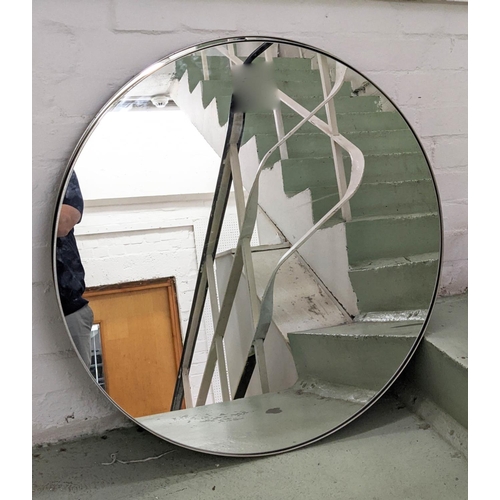 321 - CIRCULAR WALL MIRRORS, a pair, 80cm diam, each, silvered finish frames. (2)