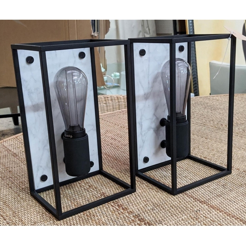 323 - BUSTER + PUNCH LONDON CAGED WALL LIGHTS, a pair, with crystal bulbs, 17cm x 18cm x 30cm. (2)