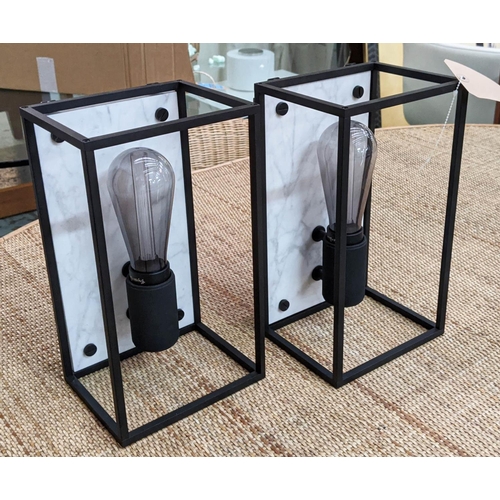 323 - BUSTER + PUNCH LONDON CAGED WALL LIGHTS, a pair, with crystal bulbs, 17cm x 18cm x 30cm. (2)