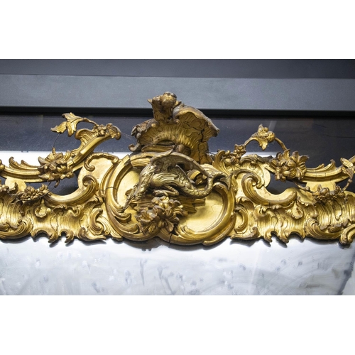 206 - OVERMANTEL, 166cm H x 155cm W, Victorian giltwood and gesso, circa 1850, with dragon crested rocaill... 