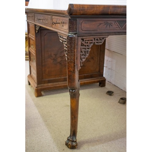 231 - GABRIEL VIARDOT FRENCH JAPONISME STAINED BEECH DESK AND CHAIR, both pieces signed, late 19th century... 