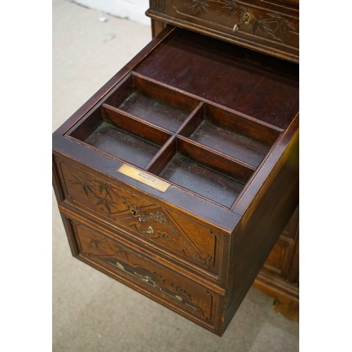 231 - GABRIEL VIARDOT FRENCH JAPONISME STAINED BEECH DESK AND CHAIR, both pieces signed, late 19th century... 