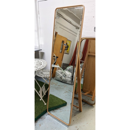 416 - DRESSING MIRROR, contemporary Danish style design, bevelled plate with stand at rear, stands at 165c... 