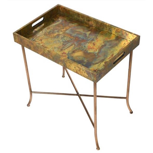 424 - TRAY TABLE, contemporary design, mottled gilt metal top, 62x60x40.