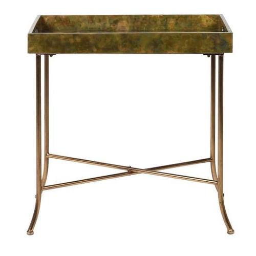 424 - TRAY TABLE, contemporary design, mottled gilt metal top, 62x60x40.