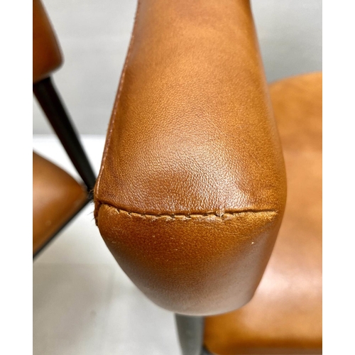 426 - SIDE CHAIRS, a pair, 76cm H, contemporary Danish style design, tanned upholstery, (2)