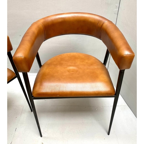 426 - SIDE CHAIRS, a pair, 76cm H, contemporary Danish style design, tanned upholstery, (2)