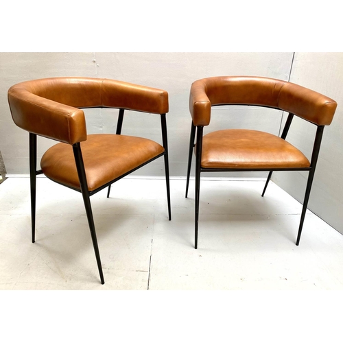 426 - SIDE CHAIRS, a pair, 76cm H, contemporary Danish style design, tanned upholstery, (2)