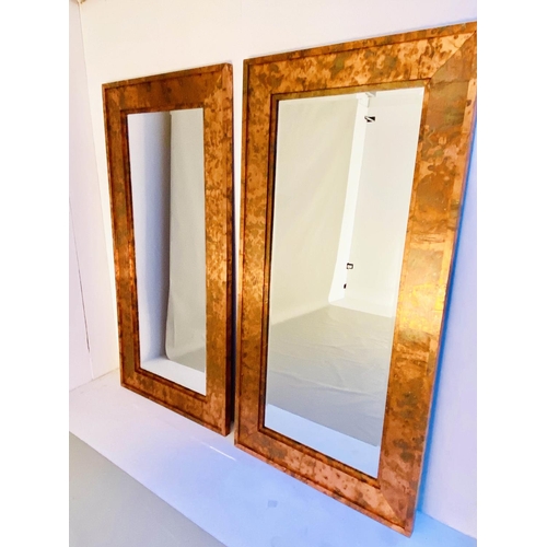 429 - WALL MIRRORS, a pair,180cm high, 91cm wide, 1970s Italian style, coppered frames (2)