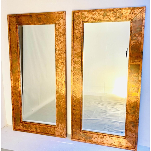 429 - WALL MIRRORS, a pair,180cm high, 91cm wide, 1970s Italian style, coppered frames (2)