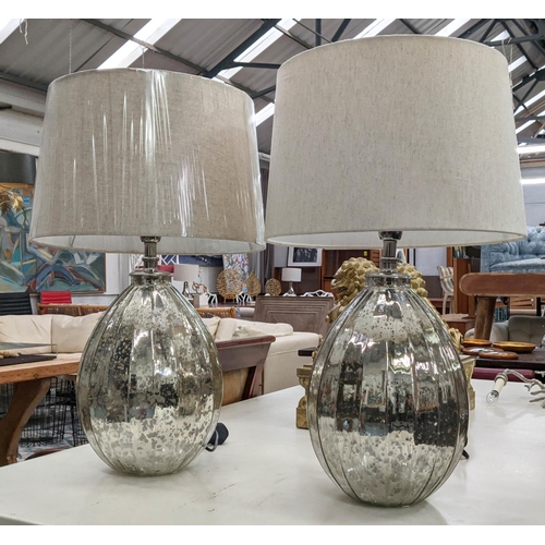 444 - TABLE LAMPS, a pair, 72cm H 1950's Italian style eglomise inspired finish, with shades. (2)