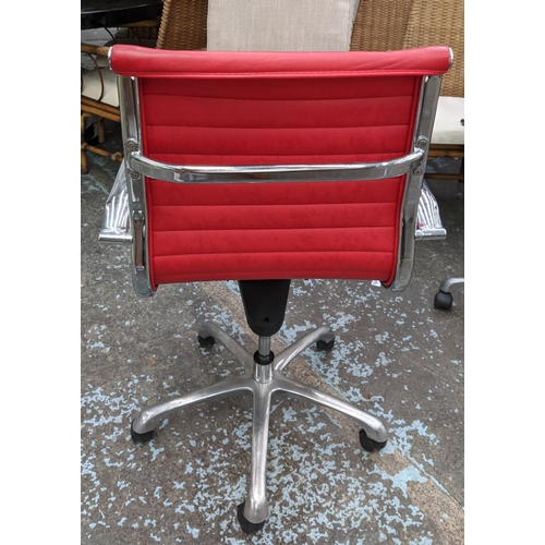 407 - AFTER CHARLES AND RAY EAMES ALUMINIUM GROUP STYLE CHAIR, 98cm H.