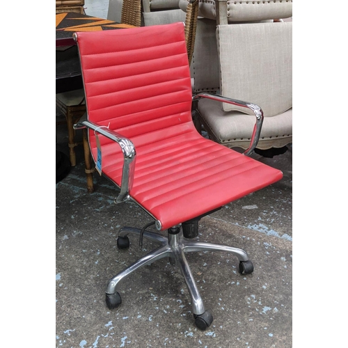 409 - AFTER CHARLES AND RAY EAMES ALUMINIUM GROUP STYLE CHAIR, 98cm H.