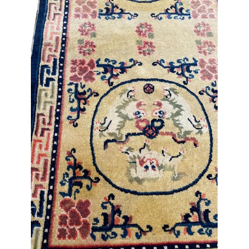 112 - ANTIQUE CHINESE PEKING RUNNER, 216cm x 76cm.