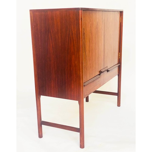 458 - AH MCINTOSH & CO CABINET, 104cm x 46cm x 111cm, 1960s figured rosewood with two panel doors above tw... 