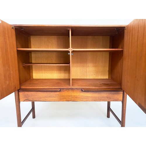 458 - AH MCINTOSH & CO CABINET, 104cm x 46cm x 111cm, 1960s figured rosewood with two panel doors above tw... 