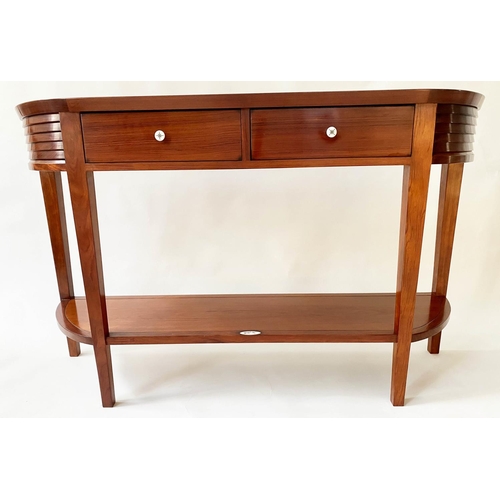 454 - STARBAY PANAMA CONSOLE TABLE, 140cm W x 40cm D x 86cm H, with two frieze drawers and under tier.