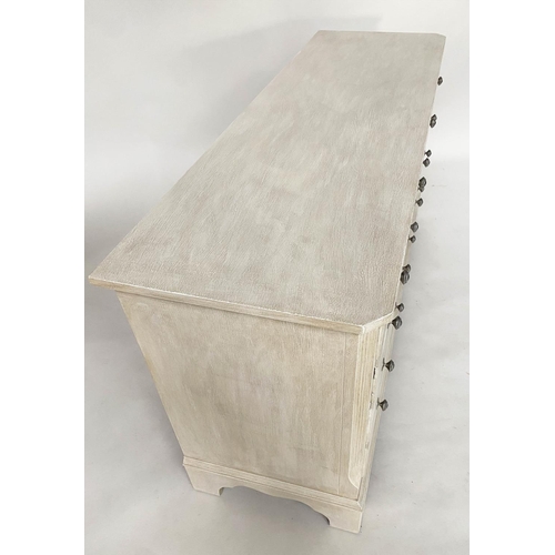 268 - LOW CHEST, George III design grey painted with nine drawers, 152cm x 49cm x 76cm H.