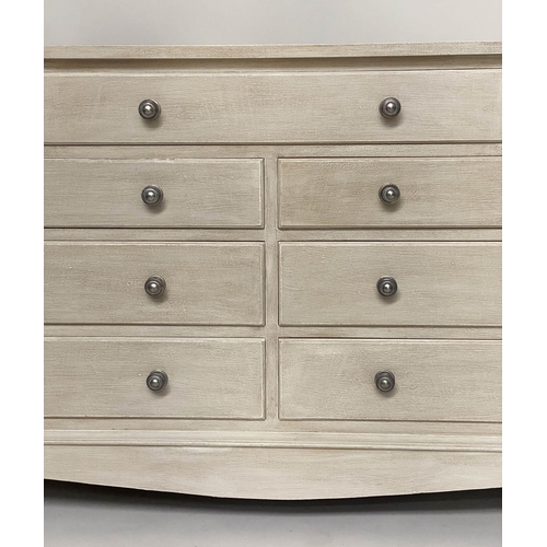 268 - LOW CHEST, George III design grey painted with nine drawers, 152cm x 49cm x 76cm H.